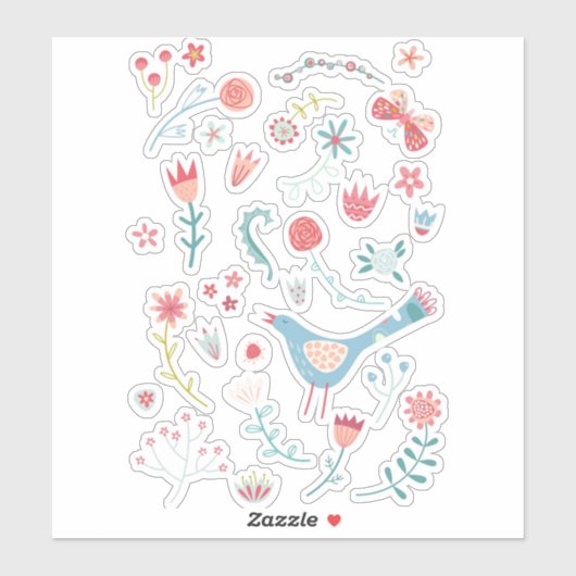 春鳥（花） シール (シート)