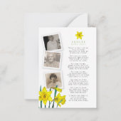 春黄色の水仙の花の写真の詩カード ノートカード (裏面)