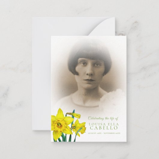 春黄色の水仙の花の写真の詩カード ノートカード (正面)