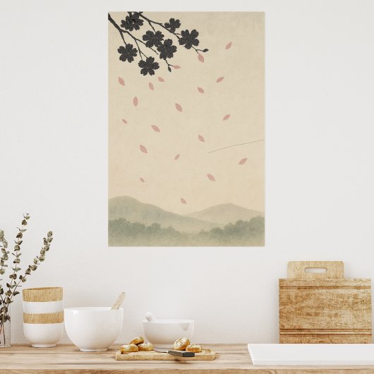 春3、風の花びら、季節プリント ポスター (キッチン)