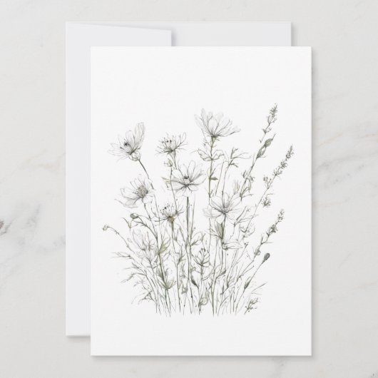 春50花、ラインスケッチ、ミニマル、ギフト 招待状 (正面)