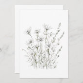 春50花、ラインスケッチ、ミニマル、ギフト 招待状 (正面/裏面)