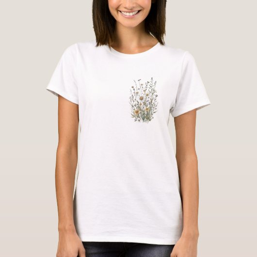 春53花、ラインスケッチ、ミニマル、ギフト Tシャツ (正面)