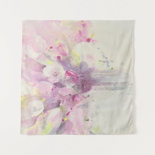 春|の柔らかいピンクの花束でかわいらしい タペストリー (正面)