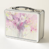 春|の柔らかいピンクの花束でかわいらしい メタルランチボックス (裏面)