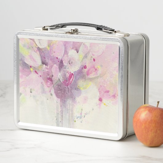 春|の柔らかいピンクの花束でかわいらしい メタルランチボックス (インサイチュ)
