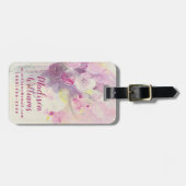 春|の柔らかいピンクの花束でかわいらしい ラゲッジタグ (正面横)