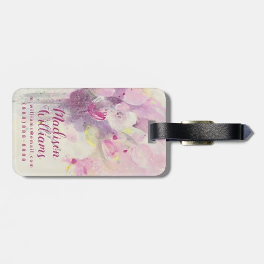 春|の柔らかいピンクの花束でかわいらしい ラゲッジタグ (裏面横)