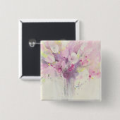 春|の柔らかいピンクの花束でかわいらしい 缶バッジ (正面&裏面)