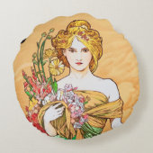 春、アルフォンスミュシャ装飾用クッション ラウンドクッション (裏面)