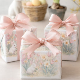 春・イースターにぴったりなウサギの花柄 ラッピングペーパーシート