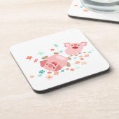 春・コースター・セットのかわいいマンガ豚2 コースター (左側)