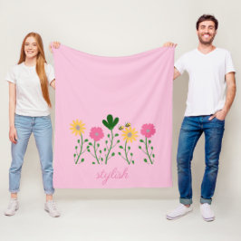 春&サマーフローラカスタマイズガール フリースブランケット