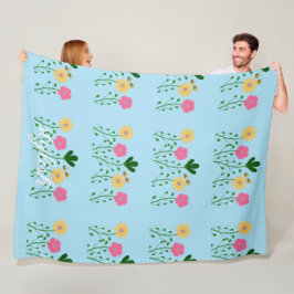 春&サマーフローラカスタマイズガール フリースブランケット