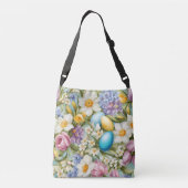 春。スイセン、ヒアシンス、チューリップ、イースターエッグ クロスボディバッグ (裏面)