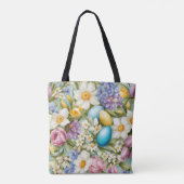 春。スイセン、ヒアシンス、チューリップ、イースターエッグ トートバッグ (裏面)