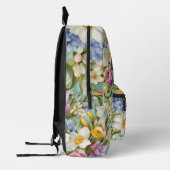 春。スイセン、ヒアシンス、チューリップ、イースターエッグ プリントバックパック (左)