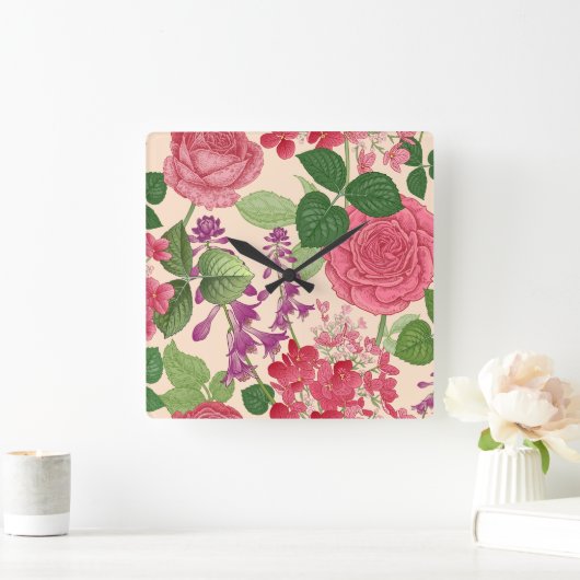 春 スクエア壁時計 (ホーム)