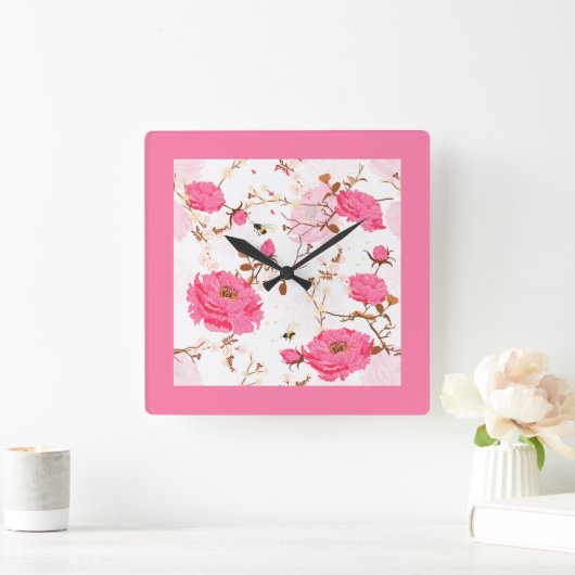 春 スクエア壁時計 (ホーム)