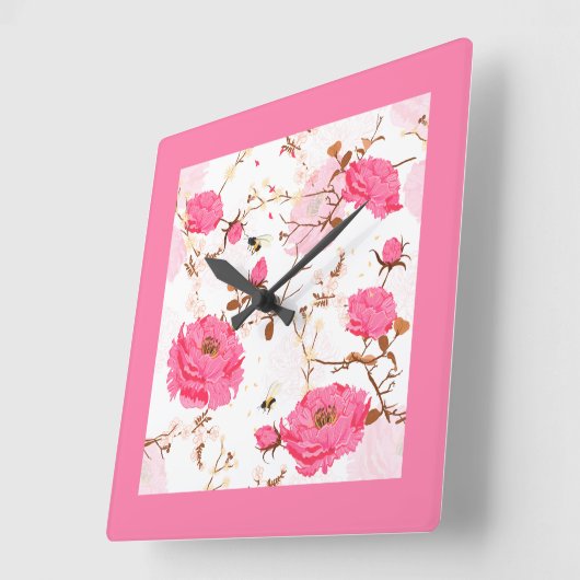 春 スクエア壁時計 (傾斜)