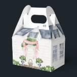 春 |ハッピーイースター |ハウス フェイバーボックス<br><div class="desc">この春ハウスの好意ボックスであなたのイースター卵の狩りであなたの友人を驚かせる。フロントポーチにイースターバスケットが付いた水色のフロントドア。背面には、登山バラで飾られたカップルの窓がある。使用される色は、オリーブグリーン、ピンク、グレー、ブラウン。ドアの上にあるピンクのバ読ナーは「ハッピーイースター」が、この文字は編集できる。</div>