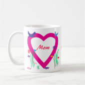 春、ハート、愛の母の日 コーヒーマグカップ (左)