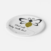 春、ビーをテーマにしたジェンダーのリビールまたはベビーシャワー ペーパープレート (アングル)