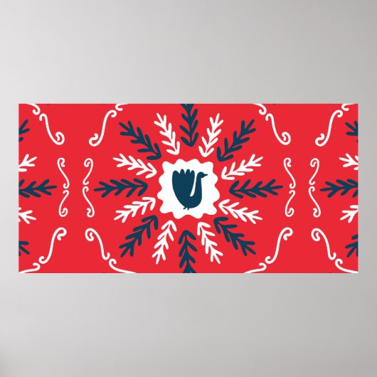 春、メリークリスマスフォークドゥードルアートスクエア ポスター (正面)