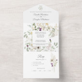 春 夏 花 フラワーズ ワイルドフラワーズ 葉 茎 | オールインワン招待状 (内側)