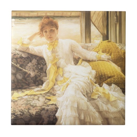 春（海辺）by James Tissot,ヴィンテージポートレート タイル (正面)
