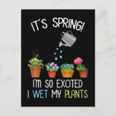 春!私は興奮して植物を濡らした ポストカード (正面)