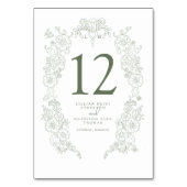 春(紋章の)フラ・ダ・リ結婚のセージ緑の白の芸術 テーブルナンバー (裏面)