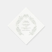 春（紋章の）フラ・ダ・リ結婚のセージ緑色の白 スタンダードカクテルナプキン (角)