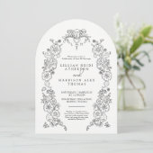 春（紋章の）フラ・ダ・リ結婚の白黒写真 招待状 (スタンド正面)