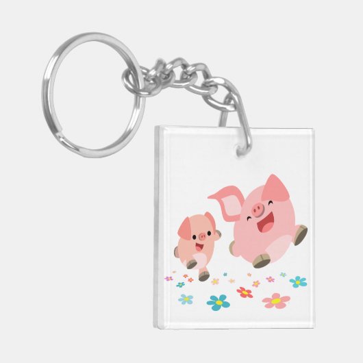 春!!-2かわいいマンガ豚アクリル系キーチェーン キーホルダー (正面左)
