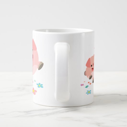 春!!2匹のかわいいマンガ豚ジャンボマグ ジャンボコーヒーマグカップ (裏面)
