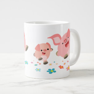 春!!2匹のかわいいマンガ豚ジャンボマグ ジャンボコーヒーマグカップ