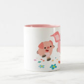 春!!2匹のかわいい豚のマグカップ ツートーンマグカップ (中央)