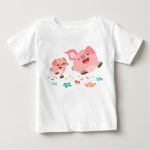 春!!2枚かわいい漫画の豚乳児Tシャツ ベビーTシャツ