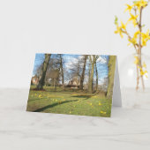 春、Bournvilleの緑の挨拶状 カード (黄色い花)