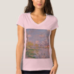 春: Seine by Monet Impressionist Tシャツ<br><div class="desc">印象派の絵画最高傑作-モネクラシックの作品-モネの印象派のシリーズ-セーヌの絵画春-モネの作品</div>