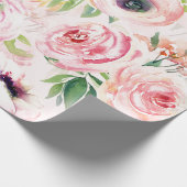 春Bohoハンドドロー花模様子供部屋ピンク ラッピングペーパー (角)