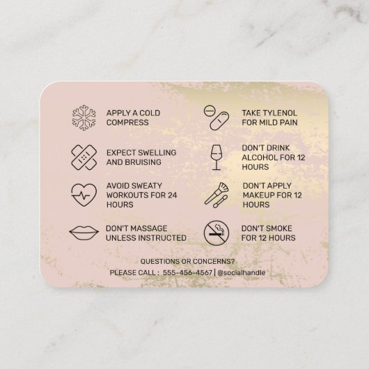 春Botox After Care Instructions名刺 名刺 (裏面)