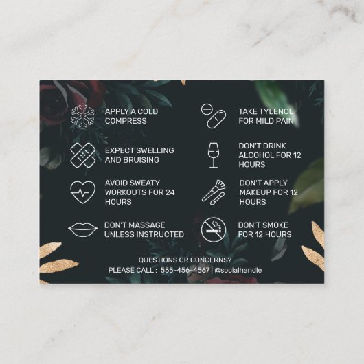 春Botox AfterCareの説明 名刺 (裏面)