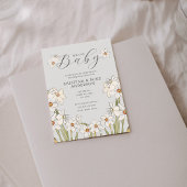 春Daffodil QRコードハローベビーシャワー 招待状