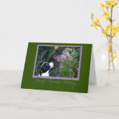 春Equinoxカードバタフライと子犬オスタラ カード (黄色い花)