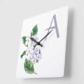 春HYRDANGEA （文字をカスタマイズ可能） スクエア壁時計 (傾斜)