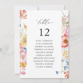 春MultiColorFloralテーブル番号座席表 招待状 (正面)