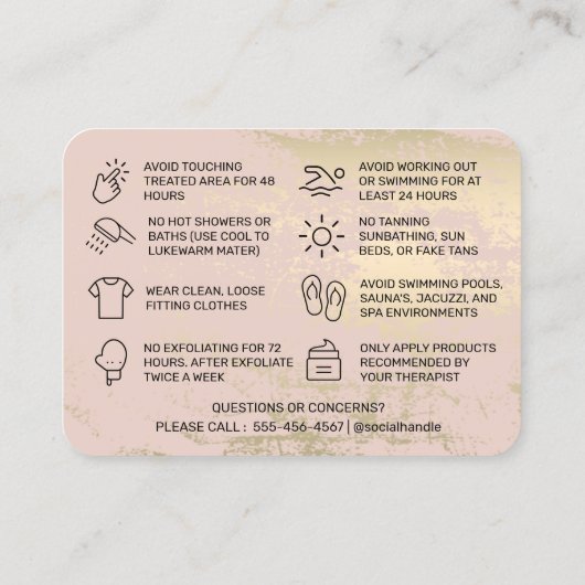 春Waxing After Care Instructions名刺 名刺 (裏面)