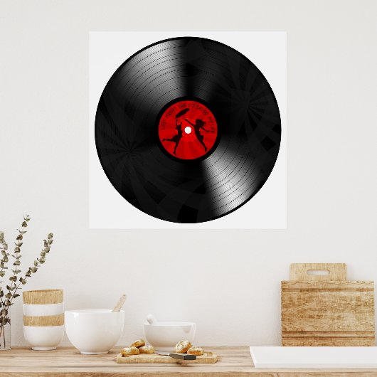 昨夜のDJマイ救ライフレコード黒 ポスター (キッチン)